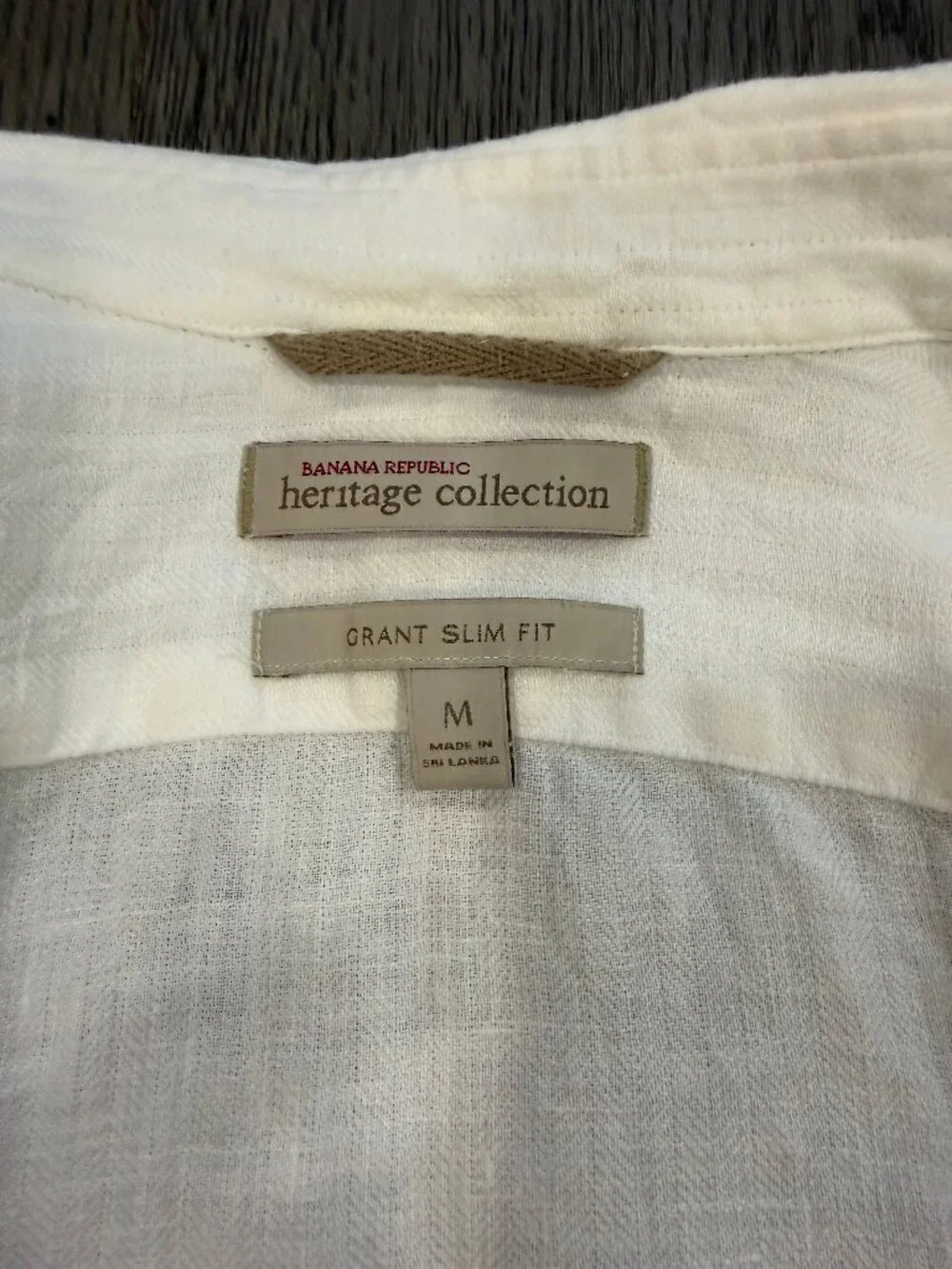 Banana Republic Heritage Collection Men's Linen Shirt Grant Slim Fit M White